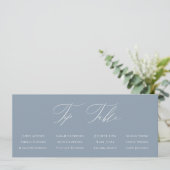 Dusty Blue Calligraphy Top Tafel Zitplaatsen Kaart (Staand voorkant)