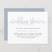 Dusty Blue Calligraphy Uitnodiging voor huwelijksd (Voorkant / Achterkant)