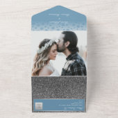 Dusty Blue Calligraphy Wedding All In One Uitnodiging (Buitenkant)