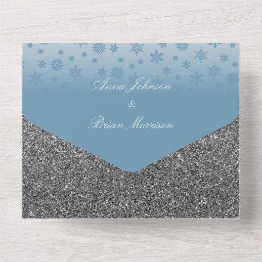 Dusty Blue Calligraphy Wedding All In One Uitnodiging (Achterkant)