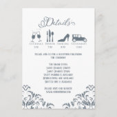 Dusty Blue Calligraphy Wedding Details Elegant Informatiekaartje (Voorkant)