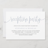 Dusty Blue Calligraphy Wedding Reception Party Kaart (Voorkant)