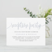 Dusty Blue Calligraphy Wedding Reception Party Kaart (Staand voorkant)