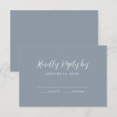 Dusty Blue Calligraphy Wedding RSVP Card (Voorkant / Achterkant)