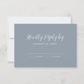 Dusty Blue Calligraphy Wedding RSVP Card Kaartje (Voorkant)