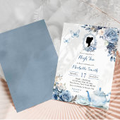 Dusty Blue Cameo English Afternoon Tea Uitnodiging