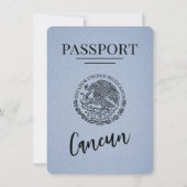 Dusty Blue Cancun Passport Bewaar de datum Save The Date (Achterkant)