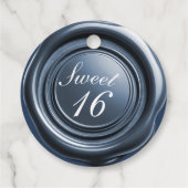Dusty Blue Candle Wax Seal Drip Sweet 16 Bruiloft Bedankjes Labels (Achterkant)