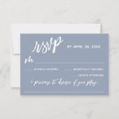 Dusty Blue Casual met Song Request Bruiloft RSVP Kaartje (Voorkant)