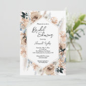 Dusty Blue Champagne Floral Boho Vrijgezellenfeest Kaart (Staand voorkant)