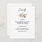 Dusty Blue Champagne Floral Boho Wedding Informatiekaartje (Voorkant / Achterkant)