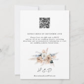 Dusty Blue Champagne Floral Wedding QR Code RSVP Kaart (Achterkant)