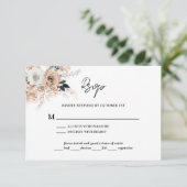 Dusty Blue Champagne Floral Wedding RSVP Kaartje (Staand voorkant)