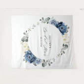 Dusty Blue Champagne Ivoor Photo Booth Achtergrond Wandkleed (Voorkant (horizontaal))