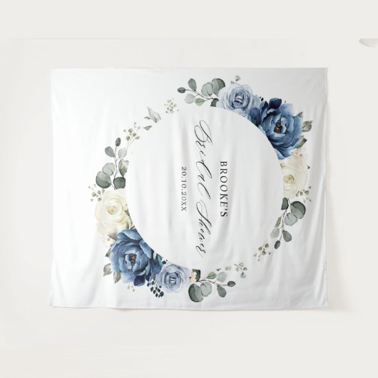 Dusty Blue Champagne Ivoor Photo Booth Achtergrond Wandkleed (Voorkant (horizontaal))