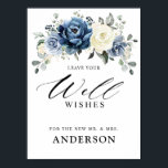 Dusty Blue Champagne Ivory Floral Well Poster<br><div class="desc">Dusty blue floral vrijgezellenfeest/bruiloft wil graag de nieuwe Mr. en Mrs. met elegante bouquet van marineblauw, koninklijk blauw, wit, goud, champagne-ivoor, zwart roos, ranunculus flower buds en groene eucalyptusbladeren en elegante waterverf bouquet. Neem contact met mij op voor hulp bij aanpassingen of als u een ander product nodig hebt met...</div>
