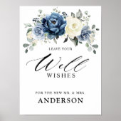 Dusty Blue Champagne Ivory Floral Well Poster (Voorkant)