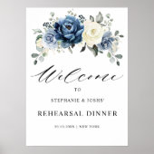 Dusty Blue Champagne Rehearsal Dinner Welcome Poster (Voorkant)