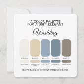 Dusty Blue Champagne Wedding Color Palette Card Kaart (Achterkant)