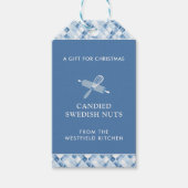 Dusty Blue Check Pattern Holiday Cadeaulabel (Voorkant)