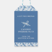 Dusty Blue Check Pattern Holiday Cadeaulabel (Achterkant)
