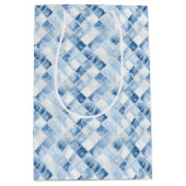 Dusty Blue Check Pattern Holiday Medium Cadeauzakje (Voorkant)