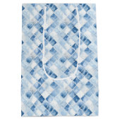 Dusty Blue Check Pattern Holiday Medium Cadeauzakje (Achterkant)