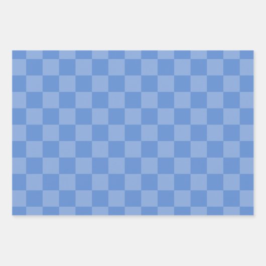 Dusty Blue Checked Pattern Inpakpapier Vel (Voorkant 3)