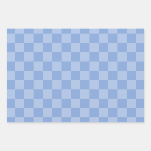 Dusty Blue Checked Pattern Inpakpapier Vel (Voorkant 2)