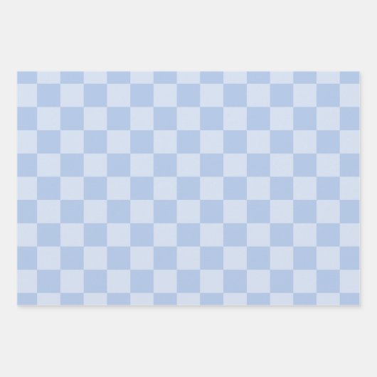 Dusty Blue Checked Pattern Inpakpapier Vel (Voorkant)