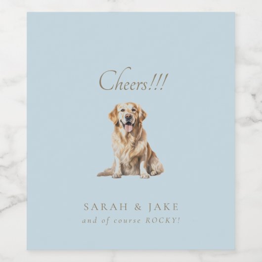 Dusty Blue Cheers!! Custom Pet Wedding Wijn Etiket (Enkel label)