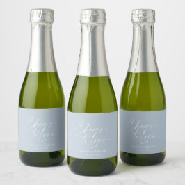 Dusty Blue "Cheers to Love" bruiloft Sparkling Wijnetiket