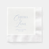 Dusty Blue “Cheers to Love” Personalized Wedding Servet (Voorkant)