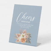 Dusty Blue Cheers Wedding Bar Sign Reclamebord Met Voetstuk (Voorkant)