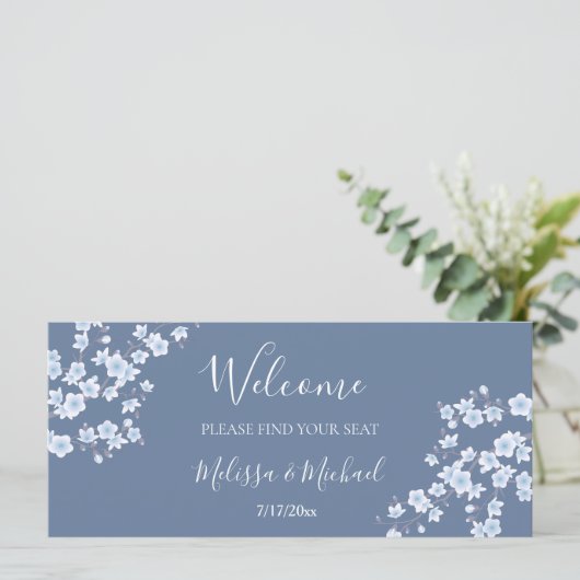 Dusty Blue Cherry Blossom | Koptekst zitschema (Staand voorkant)