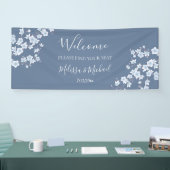 Dusty Blue Cherry Blossom | Koptekst zitschema Spandoek (Beurs)