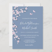Dusty Blue Cherry Blossom | Weddenschap Kaart (Voorkant)