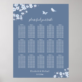 Dusty Blue Cherry Blossom | Weddenschappen Poster
