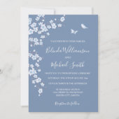 Dusty Blue Cherry Blossom | Wedding Kaart (Voorkant)