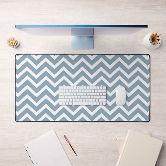 Dusty Blue Chevron Zigzag Desk Mat (Kantoor 1)