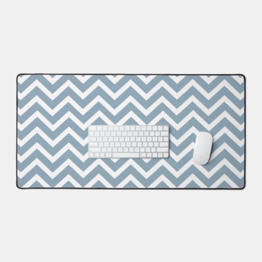 Dusty Blue Chevron Zigzag Desk Mat (Keyboard & Muis)
