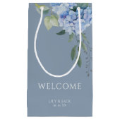 Dusty Blue | Chic Floral Blue Hydrangea Wedding Klein Cadeauzakje (Voorkant)