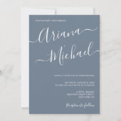 Dusty Blue Chic Minimalist Typography Wedding Kaart (Voorkant)