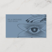 Dusty Blue Chic Modern Mystic Eye Tarot Reader Visitekaartje (Voorkant)