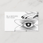 Dusty Blue Chic Modern Mystic Eye Tarot Reader Visitekaartje (Voorkant)