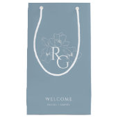 Dusty Blue | Chic Monogram Welkom bruiloft Klein Cadeauzakje (Voorkant)