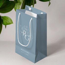 Dusty Blue | Chic Monogram Welkom bruiloft Klein Cadeauzakje