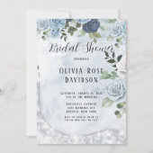 Dusty Blue Chic Waterverf Floral Vrijgezellenfeest Kaart (Voorkant)