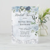 Dusty Blue Chic Waterverf Floral Vrijgezellenfeest Kaart (Staand voorkant)
