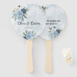 Dusty Blue Chic Waterverf Rustic Florals Wedding Handwaaier